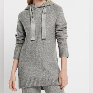 Express satin tie sweater oversized hoodie